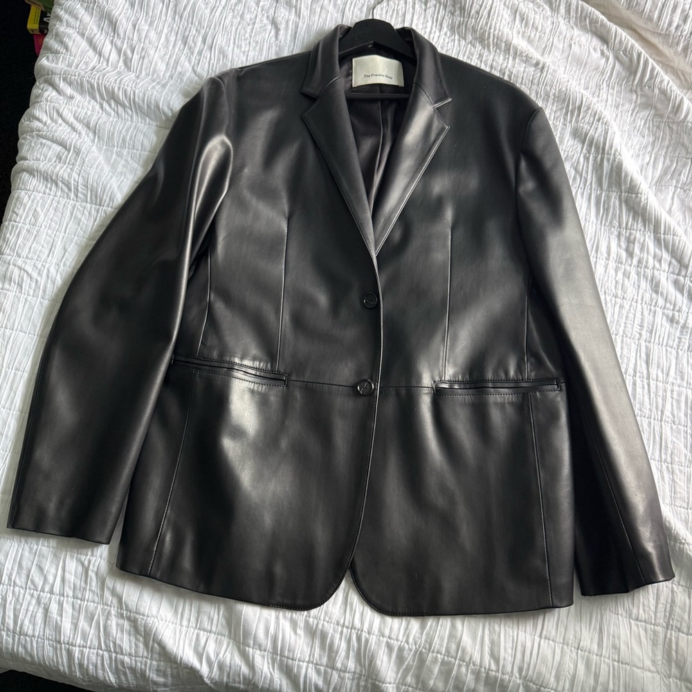 Frankie Shop Faux Leather Olympia Black Blazer